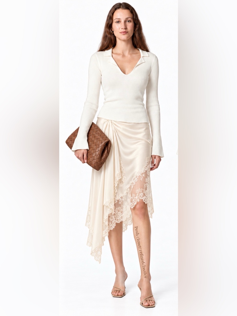 J.Crew Fitted v-neck ribbed pullover sweater in TENCEL™ lyocell blend in ivory